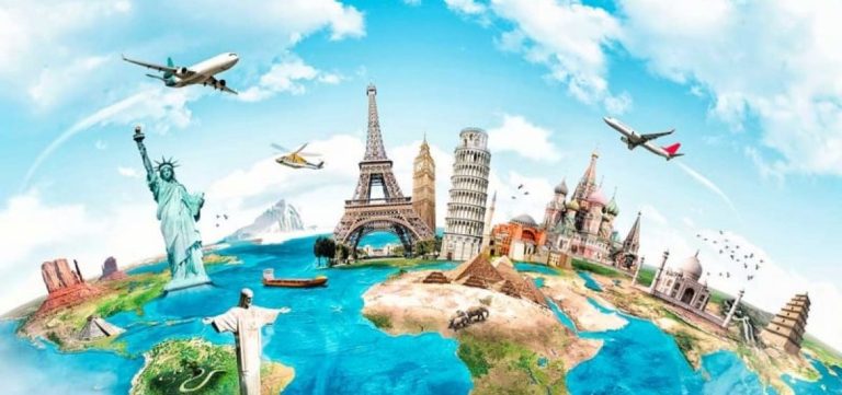 Illustration of famous destinations around the world