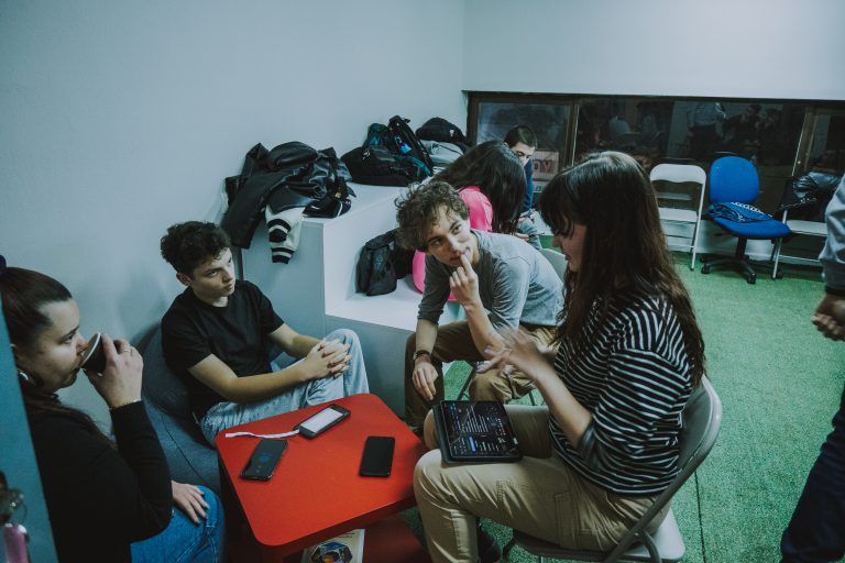 Young people working during the workshop